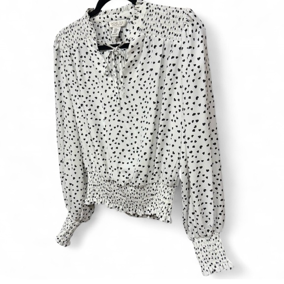Rachel Zoe White and Black Heart Print Blouse - Picture 2 of 7